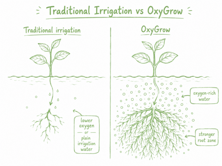 nanobubble irrigation - traditional vs oxygrow